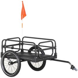Steel Bike Trailer with Triple Safety, Wagon Bicycle Trailer with Suspension, 2 Wheels Outdoor Storage Carrier, Black