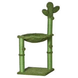 Cat Tree Tower Kitten Activity Center Cactus Shape with Scratching Post Hammock Bed Dangling Ball Toy