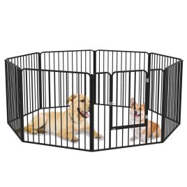 8 Panels Heavy Duty Dog Pen, 80cm Height Pet Playpen for Indoor Outdoor, Small and Medium Dogs