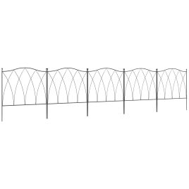 Decorative Garden Fencing, 5PCs Outdoor Picket Fence Panels, Rustproof Metal Wire Landscape Flower Bed Border Edging Animal Barrier, Black