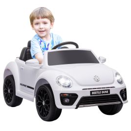 AIVAGO Volkswagen Beetle Licensed 12V Ride on Car w/ Remote Control, Suspension Wheels, Soft Start, Lights, Music, White