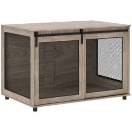 PAWSTER Dog Crate Furniture with Sliding Door for Extra Large Dogs, 118 x 75.5 x 82cm, Walnut Brown