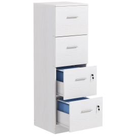 HERON Four-Drawer Lockable Filing Cabinet - White Wood Effect
