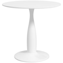 Round Dining Table, Modern Dining Room Table with Steel Base, Non-slip Foot Pad, Space Saving Small Dining Table