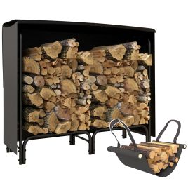 Jones Firewood Rack with Canvas Carrier Bag and Waterproof Cover - Black