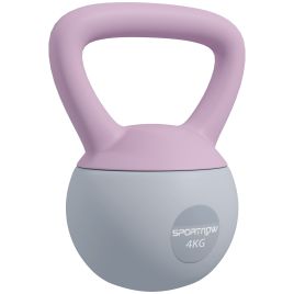SPORTEDGE Soft Kettlebell, 4kg Kettle Bell with Non-Slip Handle for Home Gym Weight Lifting and Strength Training, Purple and Grey