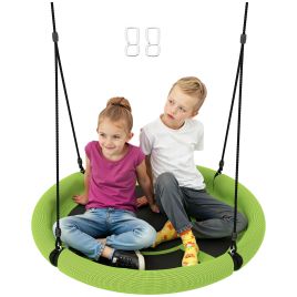 AIVAGO 100cm Diameter Nest Swing Seat for Kids with Height Adjustable Hanging Ropes for Outdoor, Playground, Garden, Green