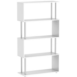 Wooden S Shape Bookcase Bookshelf Dividers Storage Display Unit White