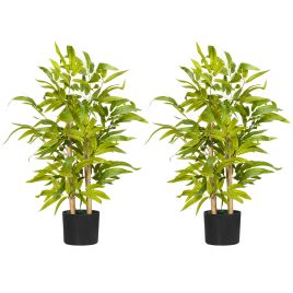 Scott 2 PCs Bamboo Tree in Pot Fake Plants for Indoor Outdoor Decor - Green
