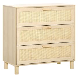 ECHO Natural Finish Rattan Chest of Drawers - Medium-sized, 3 Drawers