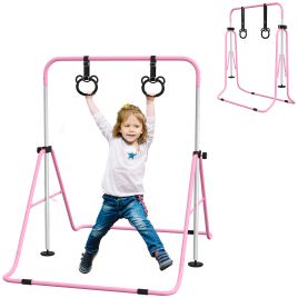 Scott Adjustable Height Foldable Kids Gymnastics Bar Non-Slip Mats - Pink