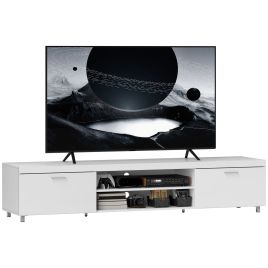 HERON Modern TV unit Cabinet Entertainment Centre for TVs up to 90" w/ Cabinet Shelf for Living room Bedroom White