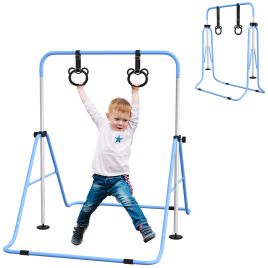 Scott Adjustable Height Foldable Kids Gymnastics Bar Non-Slip Mats - Blue
