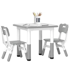 Kinsey Adjustable Toddler Table Chair Set 3 Pcs Children Activity - Grey