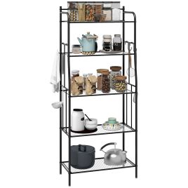 Scott 5-Tier Kitchen Storage Unit Microwave Stand with Open Shelves - Black