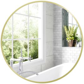 Caspian Aluminium Frame Round Bathroom Mirror - Gold Tone