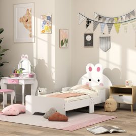 ZONEKIZ Toddler Bed Frame Rabbit Design, White