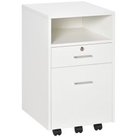 Mobile File Cabinet Lockable Storage Unit Cupboard Home Filing Furniture for Office, Bedroom and Living Room, 39.5x40x60cm, White