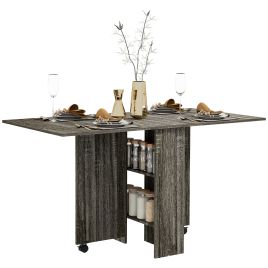 Scott Drop Leaf Dining Table with Rolling Casters - Grey