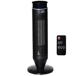 Ceramic Tower Indoor Space Heater with 42° Oscillation Remote Control Timer - Black