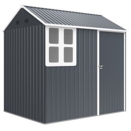 SUNVISTA 7 x 6ft Galvanised Garden Shed, with Latch - Dark Grey