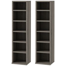 CD Media Display Shelf Unit Tower Rack with Adjustable Shelves, Set of 2