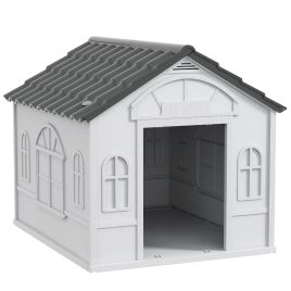 Plastic Weatherproof Dog House, Grey