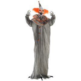 Scott Outdoor 183cm Classic Clown Halloween Decoration with Sound - Orange and Grey