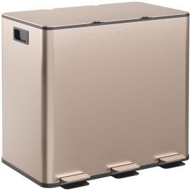 Scott 3 x 15L Steel Triple Kitchen Bin with Soft Close Lid - Gold Tone