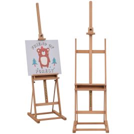 H-Frame Wooden Studio Easel Height Adjustable with Canvas Holder and Pencil Case for Display, Exhibition, Drawing, Painting