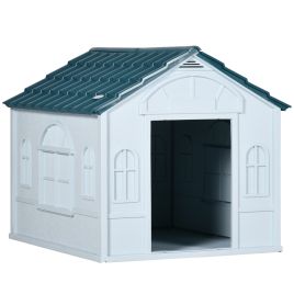 Plastic Weatherproof Dog House, Blue