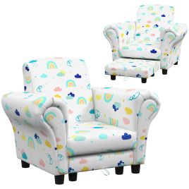 Kinsey 2 Piece Kids Sofa Set with Cloud Design Wooden Frame - White