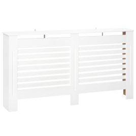MDF White Painted Radiator Cover Slatted Cabinet Shelving Display Horizontal Style Modern Piece 172L x 19W x 81H cm