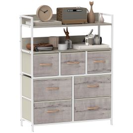 WENZA Cream Chest of Drawers - Medium-sized, 7 Drawers, Double, Fabric Drawers