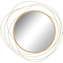 Scott Abstract Metal Wire Wall Mirror with Accessories - Gold