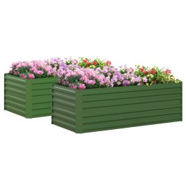 Jones Set of 2 Galvanised Steel Raised Beds for Garden - Grey