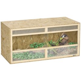 Reptile Terrarium Vivarium, Climbing Pet Containers, Reptile Habitat, with Transparent Sliding Doors, Breathable Mesh for Lizards Horned Frogs