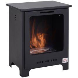 Freestanding Ethanol Fireplace, Bioethanol Fire with 0.9L Tank - Black