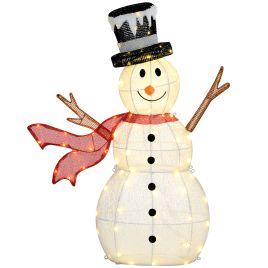 SUNVISTA 3FT Lighted Christmas Snowman, Waterproof Light up Yard Xmas Decor with 78 Warm-White LED Lights for Indoor Outdoor Garden, White