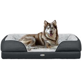Shelley Calming Dog Bed with Removable Cover for Large Dogs - Charcoal Grey