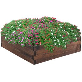 Garden Wooden Raised Bed Planter Grow Containers For Outdoor Patio Plant Flower Vegetable 80L x 80W x 22.5H cm