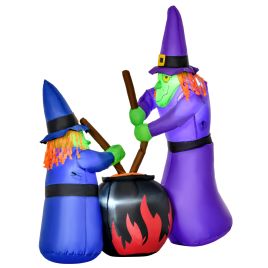 1.8H m Inflatable Witches Decoration, Polyester - White LED lights
