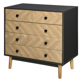 HERON Grey Chest of Drawers - Medium-sized, 5 Drawers