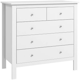 HERON White Chest of Drawers - Medium-sized, 5 Drawers