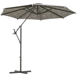 3(m) Convertible Cantilever Parasol and Centre-post Garden Parasol with Cross Base, 360 Rotation Banana Parasol with Crank Handle
