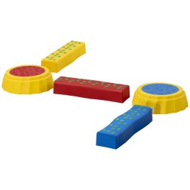 5 Pcs Piece Kids Stepping Stones and Balance Bridge with Non Slip Surface - Multicoloured