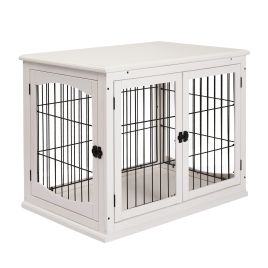 MDF 3-Door Small Indoor Pet Cage White