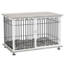 Indoor Dog Crate Furniture with Washable Cushion and Lockable Doors