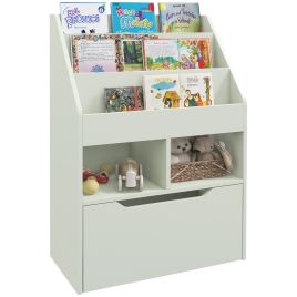 HERON Kids Bookshelf, Toy Organiser, with Storage Drawer, Wheels - Green