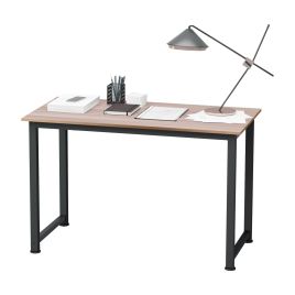 Computer Desk PC Writing Table Home Office Workstation Adjustable Feet Stable Work Study w/ Metal Frame Oak Black